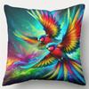 Pillowcase 1Pc, Colorful Birds Artistic Creation, Printed Holiday Theme Cushion Cover With Hidden Zipper, Suitable For Sofa, Liv