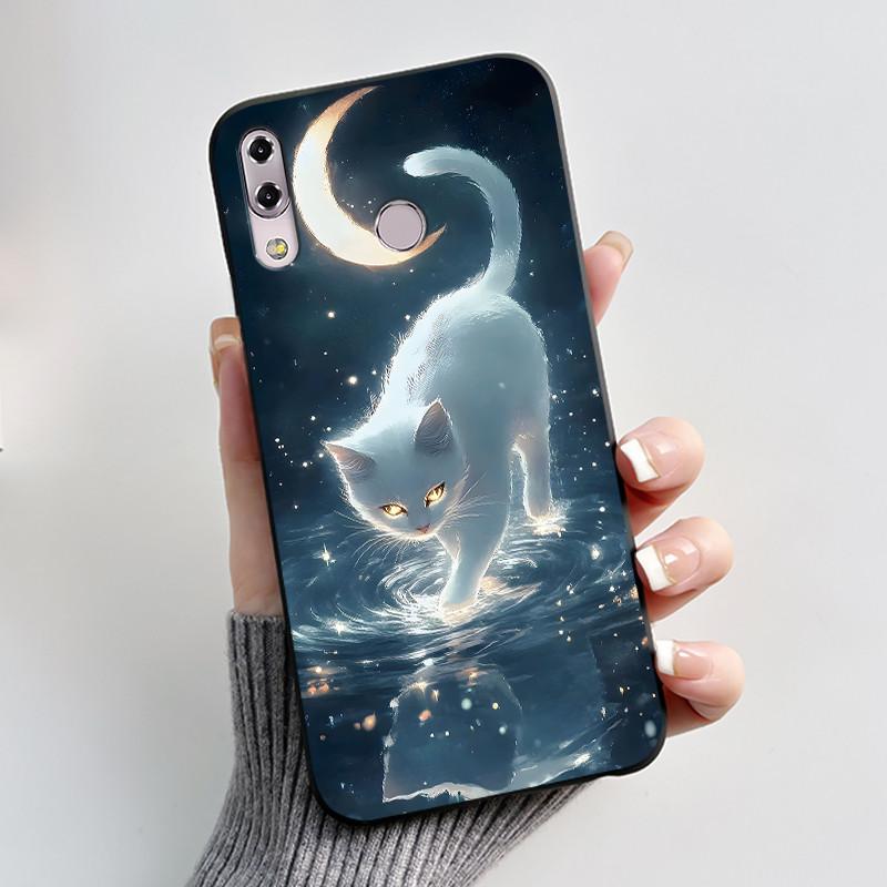 For Asus Zenfone 5 5z ZS620KL ZE620KL X00QD 6.2" 2018 Shockproof Phone Case Aesthetic Fashion Cute Cat Black Soft Silicone Cover
