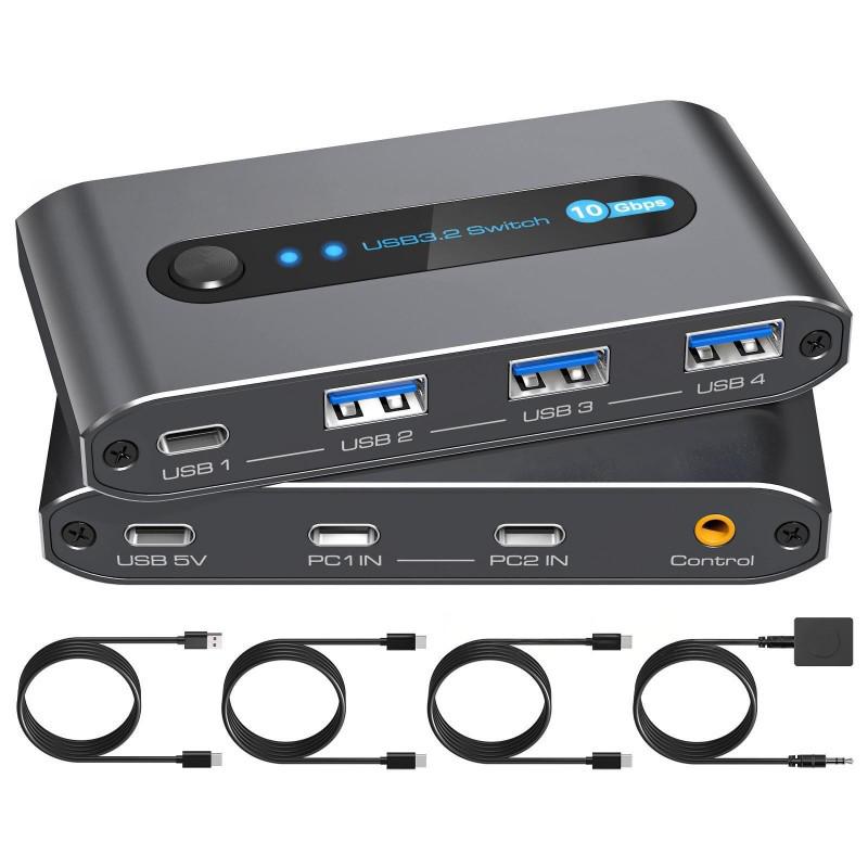 USB 3.2 Переключатель: Концентратор с двумя входами USB-C 3.2 и тремя выходами USB 3.2 и одним выходом USB-C 2 USB-C inputs, 3 USB + 1 USB-C outputs
