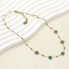 Stainless Steel and Natural Stone Gemstone Beaded Flower Necklace for Women