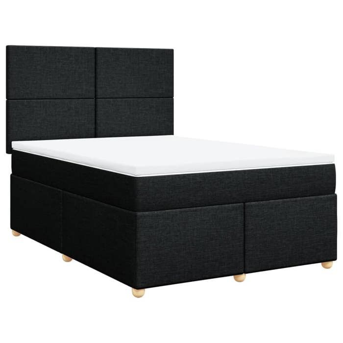 VidaXL Slat Bed Base with Mattress Black 160x200 Cm Fabric 3293626
