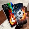 Feuer Fußball Hülle Für Apple iPhone 17 16 15 14 13 12 11 Pro Max 16 Plus 16E 17Air 17Pro Handyhülle Fußball Silikon Funda