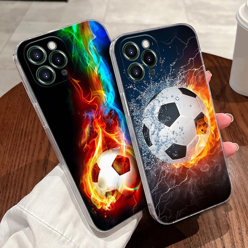 Feuer Fußball Hülle Für Apple iPhone 17 16 15 14 13 12 11 Pro Max 16 Plus 16E 17Air 17Pro Handyhülle Fußball Silikon Funda