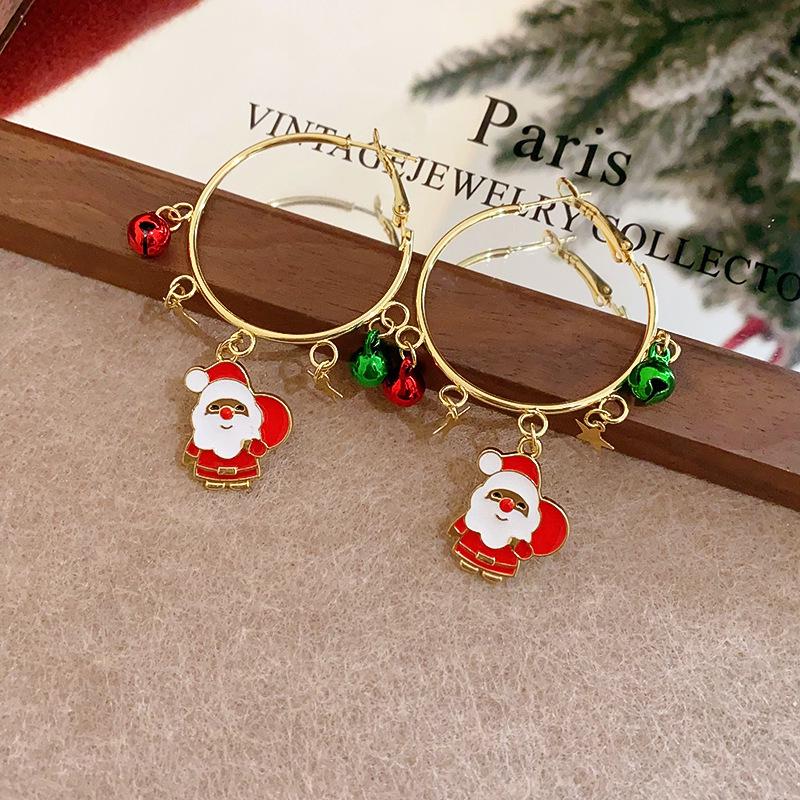 Silver Needle Santa Hat Dinosaur Stud Earrings - Trendy, High-End Design