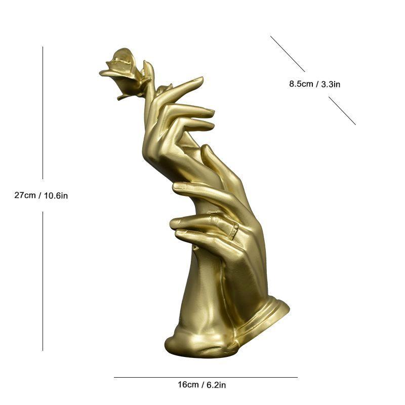 

1 Pcs Home Decoration Resin Sculpture Statue Living Room Wine Cabinet Modern Fashion Hand-held Rose Ornaments Golden Crafts Gift золотий