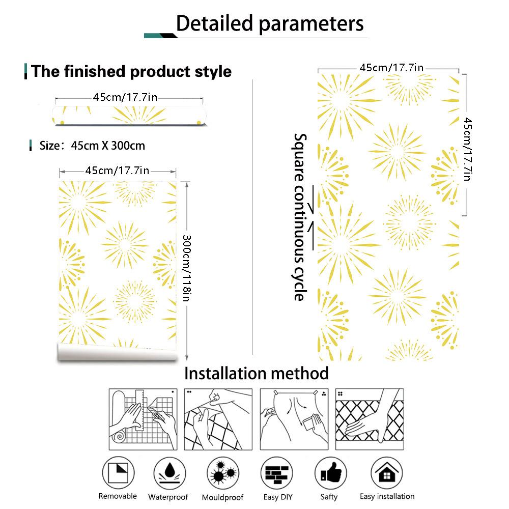 

Peel and Stick Removable Wallpaper Celestial Sun Contact Paper Waterproof Boho Mural for Wall Bedroom Bathroom Cabinet Decor 45x300cm
