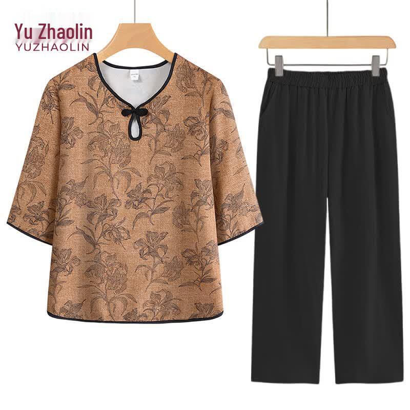 YUZHAOLIN 2026 Women's Mid-Sleeve Chinese Style Summer Outfit