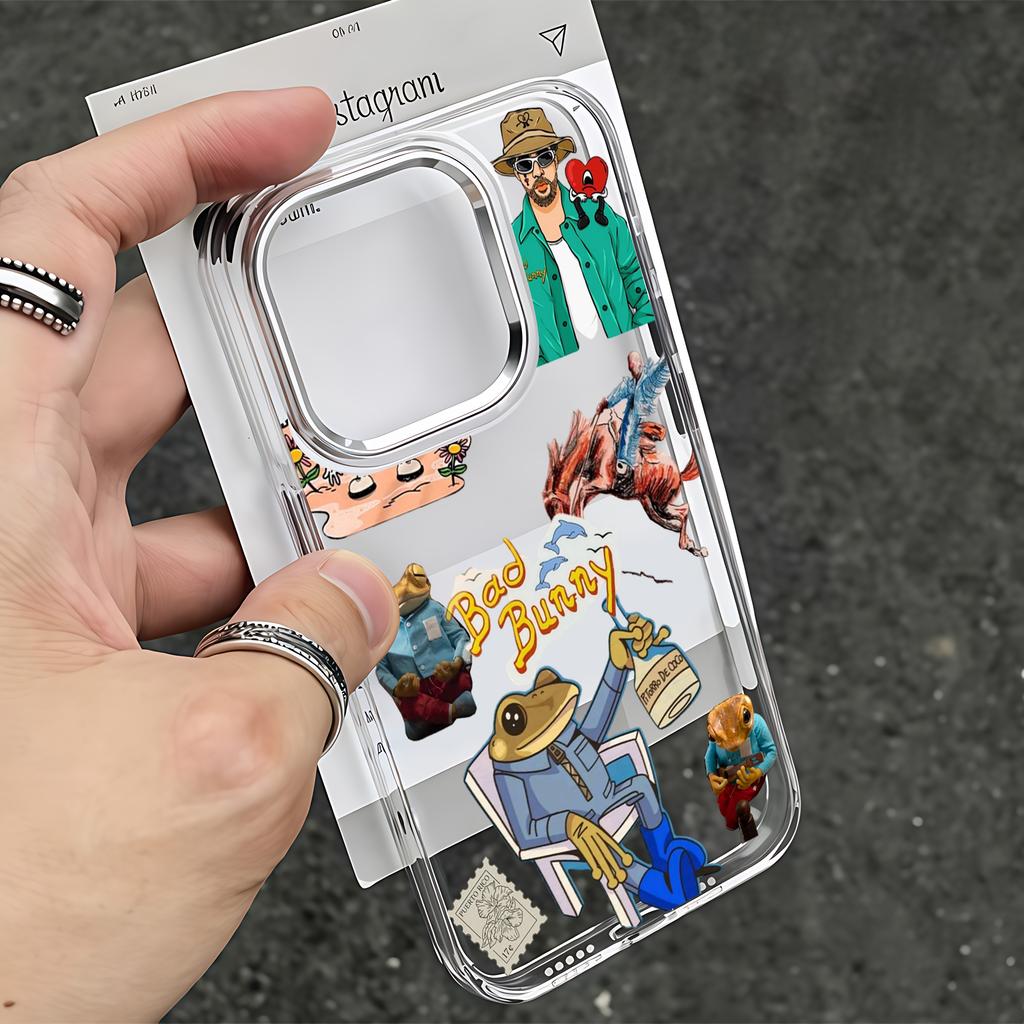 HOT B-Bad Bunnys Art Phone Case for Xiaomi Redmi Note A5 A3 15 14 13 14c 13c 12 11 12s 12c 10c 10 9 Pro Plus 4G 5G Transparent