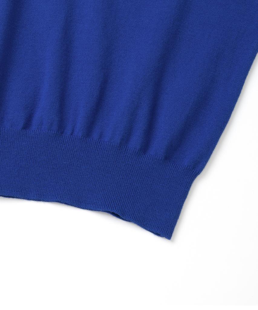 KNITTED (W) Basic Essential Washable Round Short Sleeve Knit Cobalt Blue