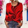 Women Plus Size Round Neck Long Sleeve Abstract Swirl Print Pullover Sweatshirt