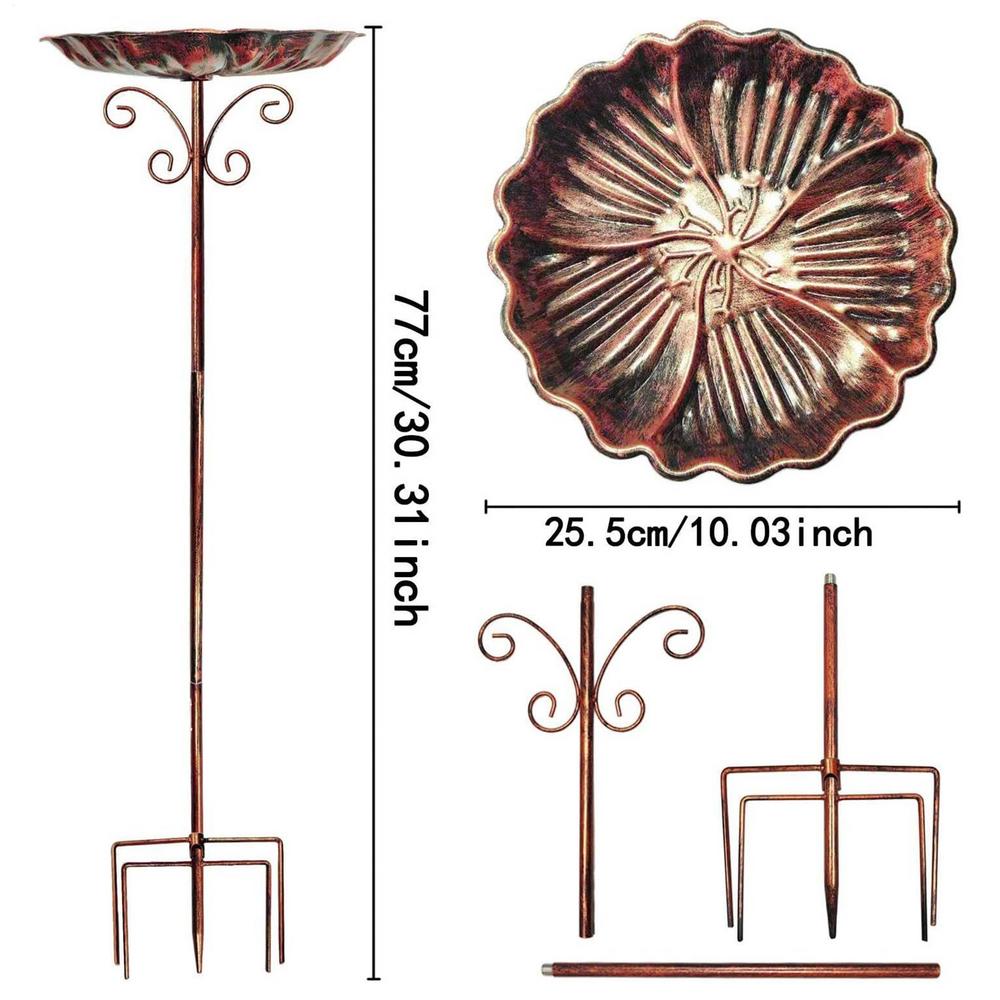 Outdoor Bird Bath Garden Birdfeeder Standing Metal Bird Feeder Bowl Height Adjustable Winterproof Decorations For Yard Patio