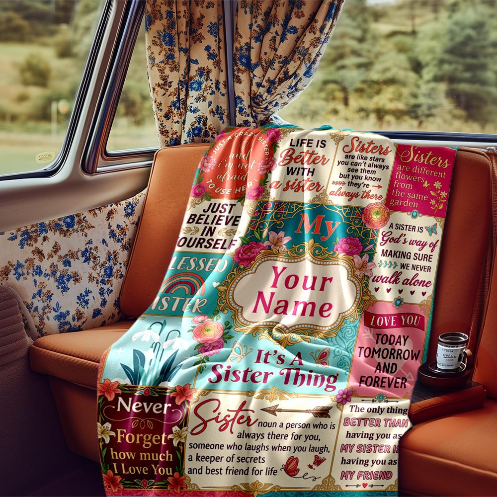 Sisterhood Through Butterflies Personalized Name Blankets Soft And Comfortable Against The Skin Naps And The Office A Wonderful Gift For Friends