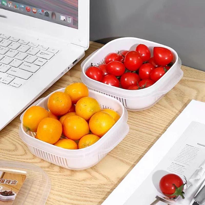 1pcs Microwavable Rices Freshing Box with Transparent Lid Reusable Organiser Large Capacity Fruit Box Kitchen Accessories