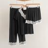 Lace Pajama Set with Built-in Bra, Women’s 3-Piece Home and Outdoor Loungewear for Spring and Autumn.