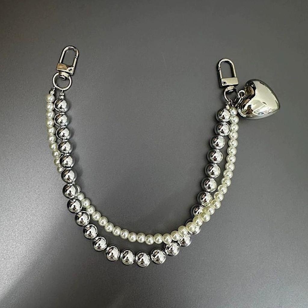 Practical Handmade Beadwork Heart Hanging Ornament Versatile Phone Charm Portable for Styles Upgrades Daily Use