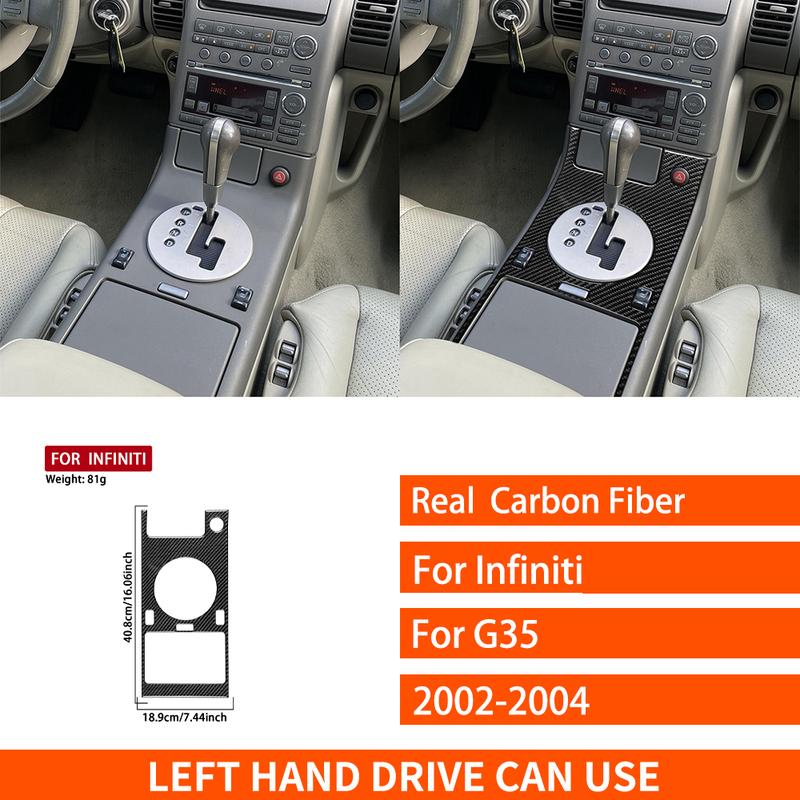 For Infiniti G35 2002-2004 Real Carbon Fiber Stickers Central transmission control Panel Car Accessories Interior decorative