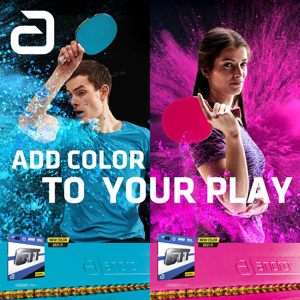 andro Table Tennis Light Tension Inverted ITTF Table Tennis Pink 110022077 Rubber, GTT45, Soft, (International Federation) Approved, (PK), 1.6mm,