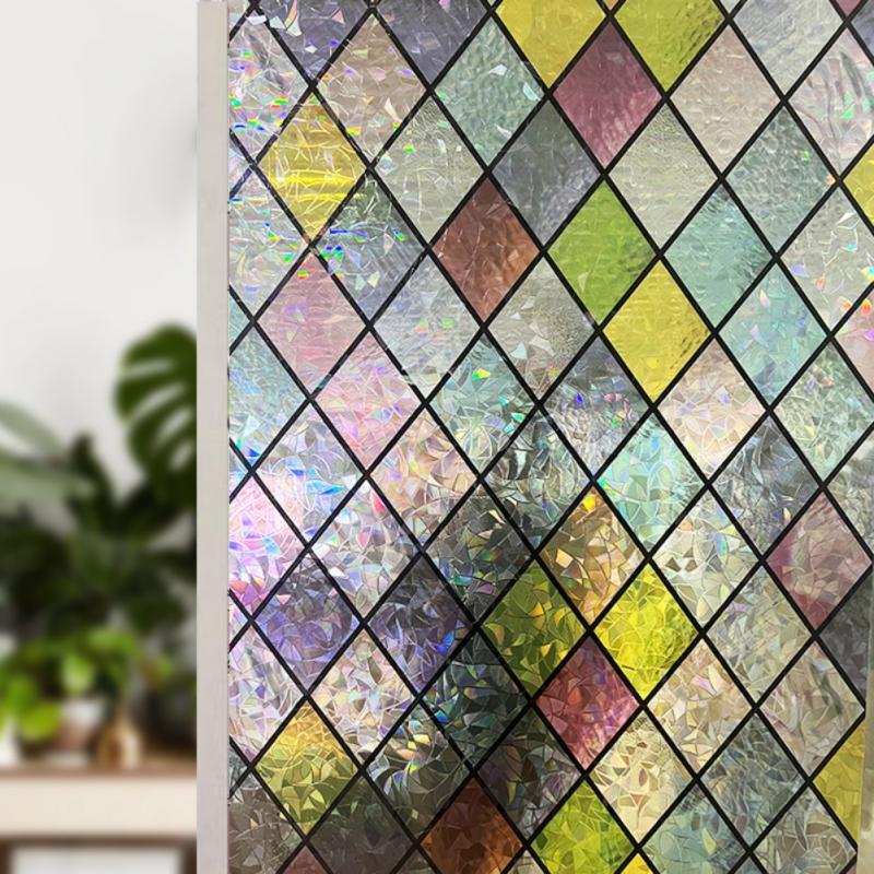 Colorful Translucent Glass Window Sticker Privacy Protection UV Blocking Blackout Window Stickers Decoration Sticker