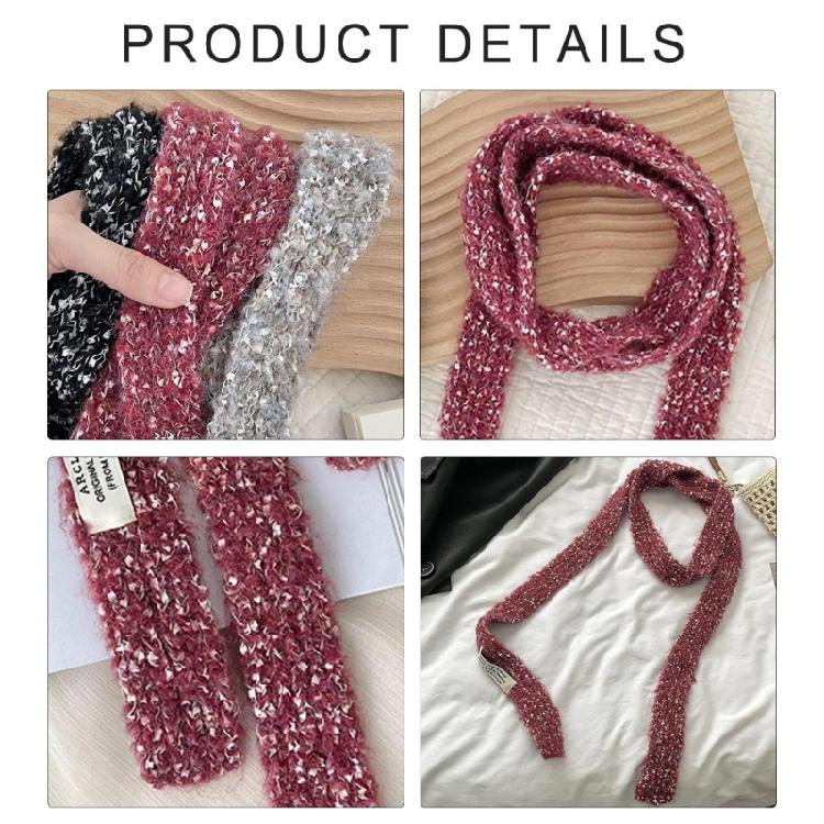 Women Skinny Scarf Thin Choker Knit Belt Long Tie Scarf Bag Handle Wrap