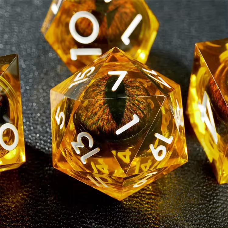 Rpg Dice Amber Helium Dragon Set of 7 Liquid Dice