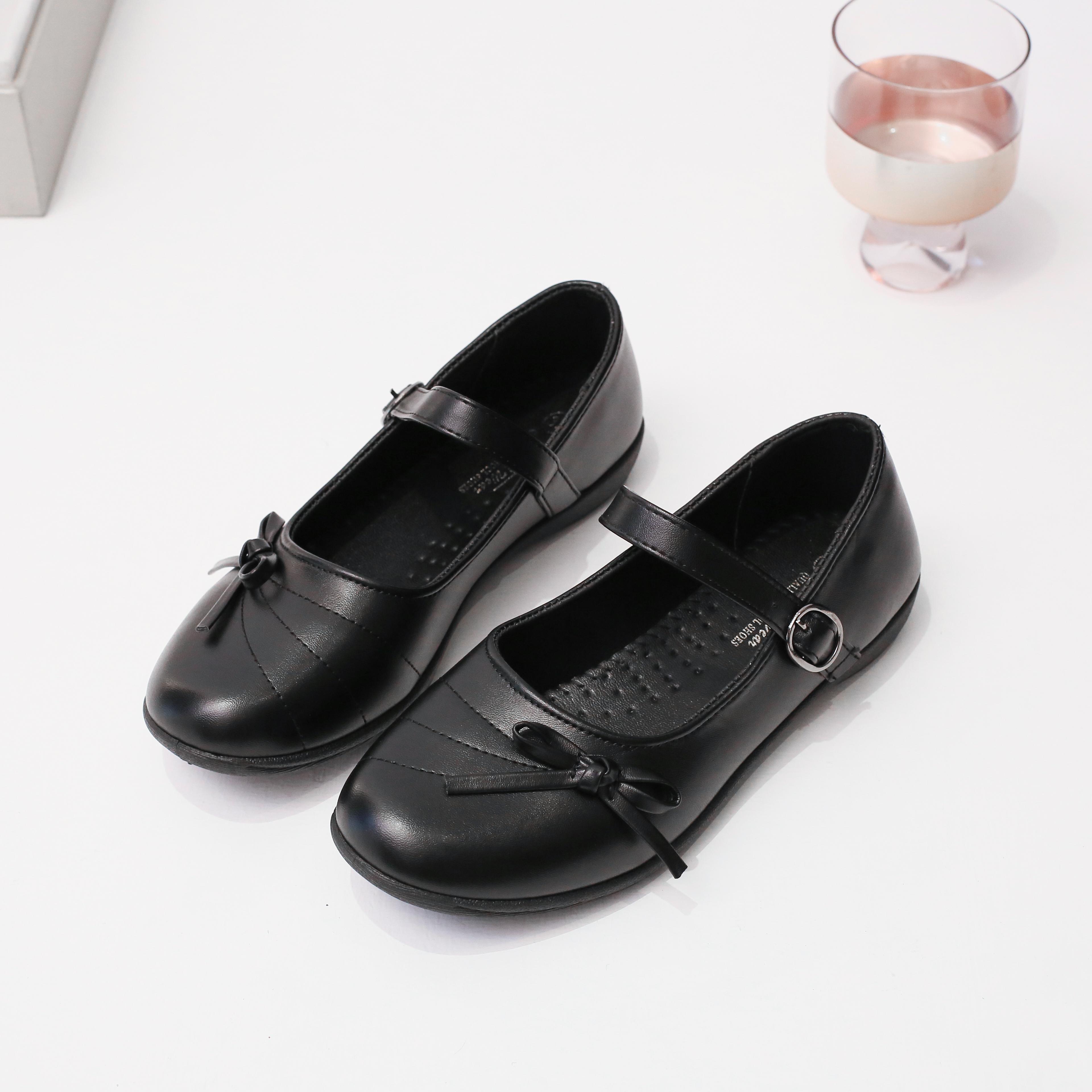 

Girls Leather Shoes for Party Wedding Children Flats Mary Jane Shoes Kids Black School Uniform Shoes Soft Sole Size 25-42 37
