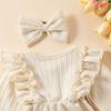 E2302A Toddler Girls' Princess Bow Romper with Headband - Sweet Long Sleeve Two-Piece Outfit