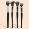 Large 4/5-Piece Makeup Brush Set: Mixed Bristles for Powder, Blush, Bronzer, Contour, and Angled Foundation Application