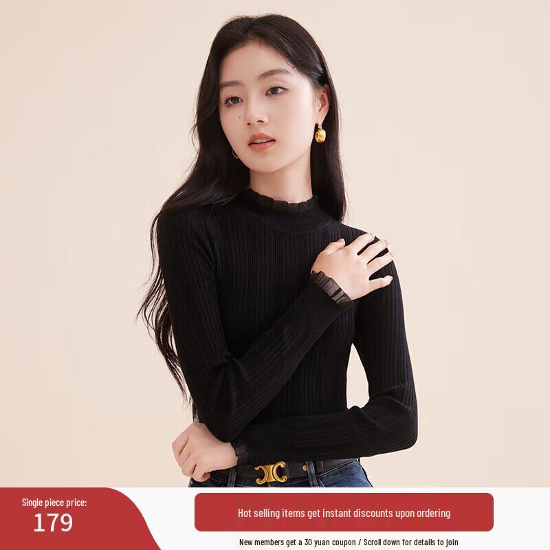 

Xiangying Women s Anti-Pilling Ruffle Trim Knit Sweater M