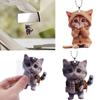 Car Pendant Hanging Ornament With Chain Realistic Animal Cat-Shaped 2D Pendant Rearview Mirror Hanging Decor Car Accessories