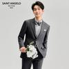 Baoxiniao Men's Iron Grey Wool Blend Formal Suit Jacket
