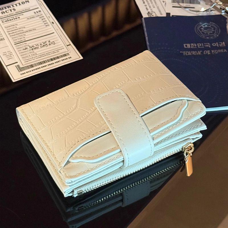 Korean Crocodile Print Minimalist Women's Foldable Wallet with Multi-Card Slots
