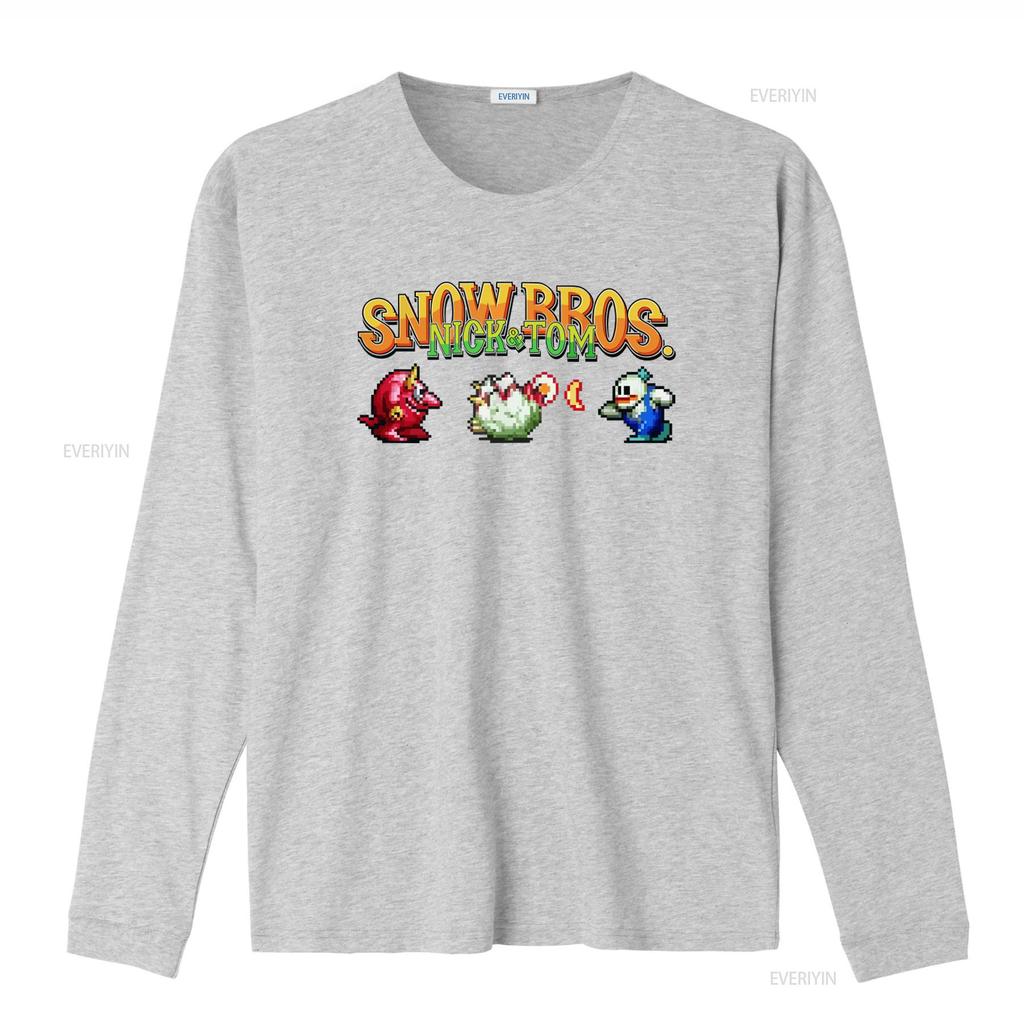Snow Bros Retro Arcade 80s Game 8Bit Pixel Art T Shirt for Vintage Video Design Cool  vintage Washed Stretched Soft homme