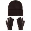 Unisex Winter Knit Beanie Hat Gloves Set Warm Acrylic Cap Outdoor Cold Weather Casual Wear