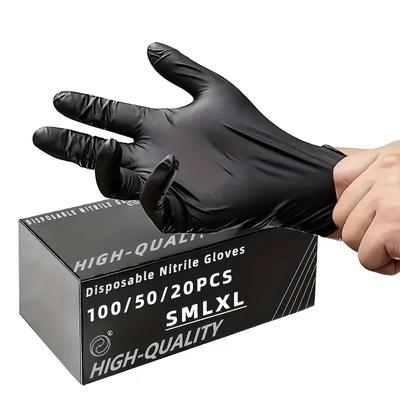 100PCS Black Nitrile Gloves Thickened Disposable Gloves for Cleaning Hairdressing  Waterproof Dishwashing Tattoo Gloves