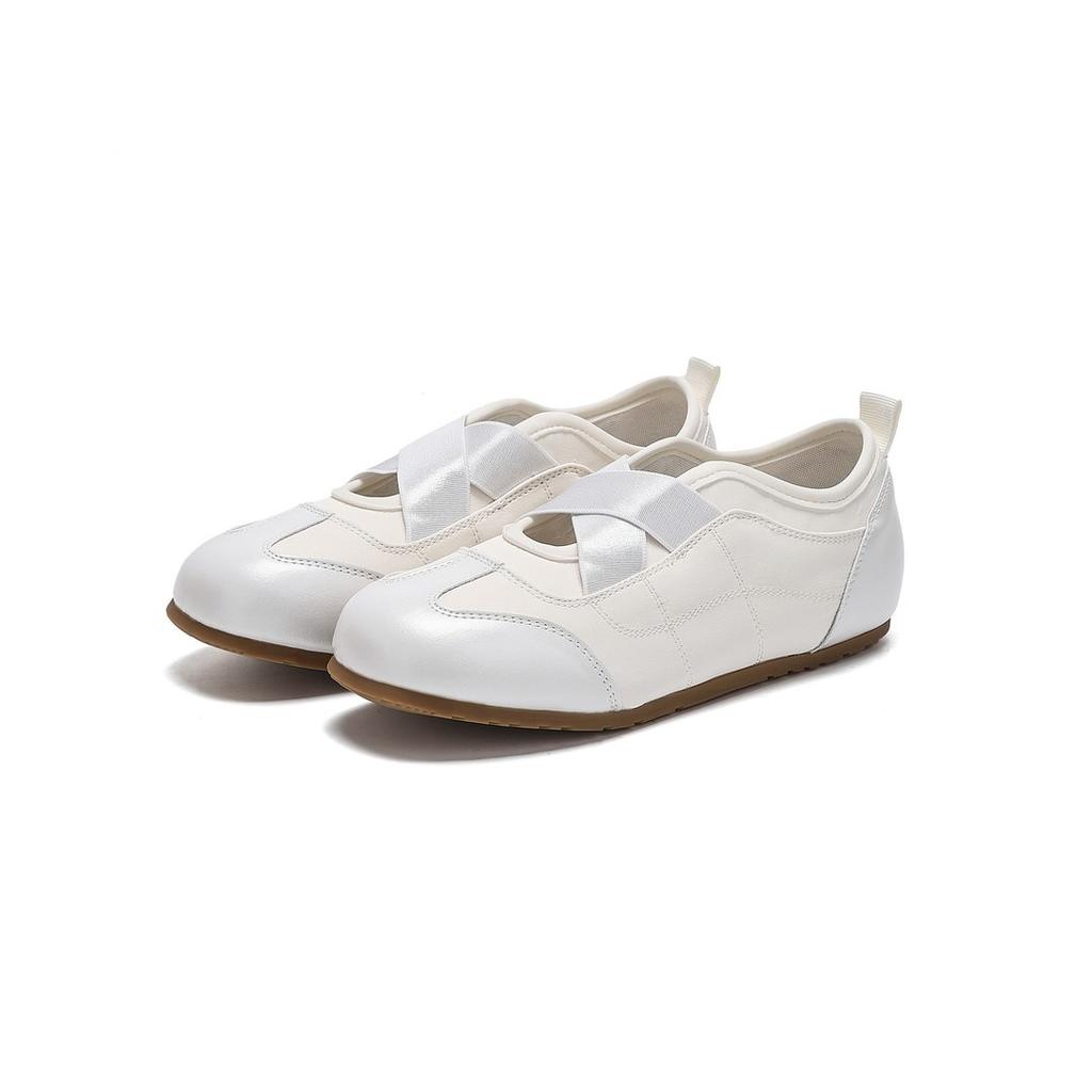 French inner height increase shallow mouth flat sole shoes women's autumn casual versatile breathable sports shoes ballet Mary Jane shoes