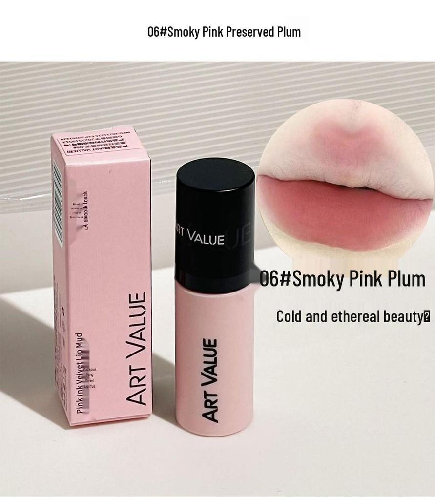 Art Value Velvet Lip Mud: Matte, Leichter, Nicht-Austrocknender Party-Lipgloss in Pink & Schwarz für Vielseitiges Herbst-/Winter-Make-up