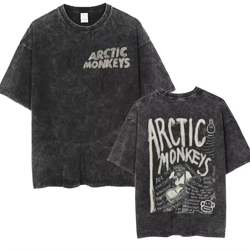 Vintage Washed Oversized Arctic Monkeys Album Print T-Shirt Retro Rock Music Short Sleeve Loose Streetwear Casual Tops For Men Women Daily Outfit