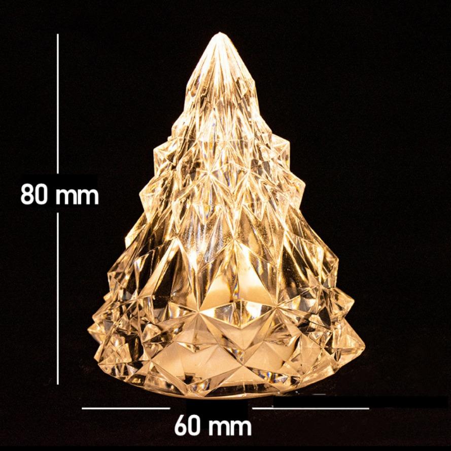 Lampă de birou cu diamant de cristal Lampă de masă în formă de brad de Crăciun Mini lumină de noapte Lumină caldă/albă Lumânare Lămpi de atmosferă decorative