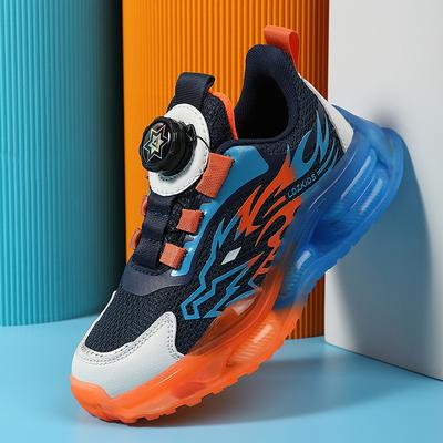 Middle-aged and Older Children's Running Shoes, Breathable Mesh Shoes, Boys' Sports Shoes 2025 Summer Rotating Buckle Classmate Sports Shoes