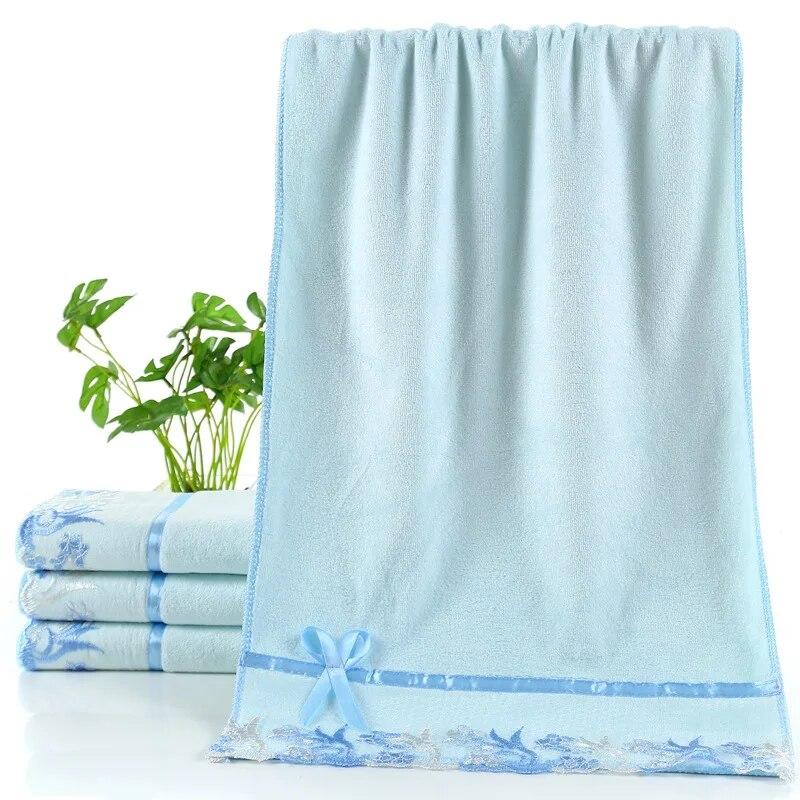 4 Pieces/set of Towel Bath Towel Set Microfiber Lace Embroidery Soft and Absorbent Adult Men and Women