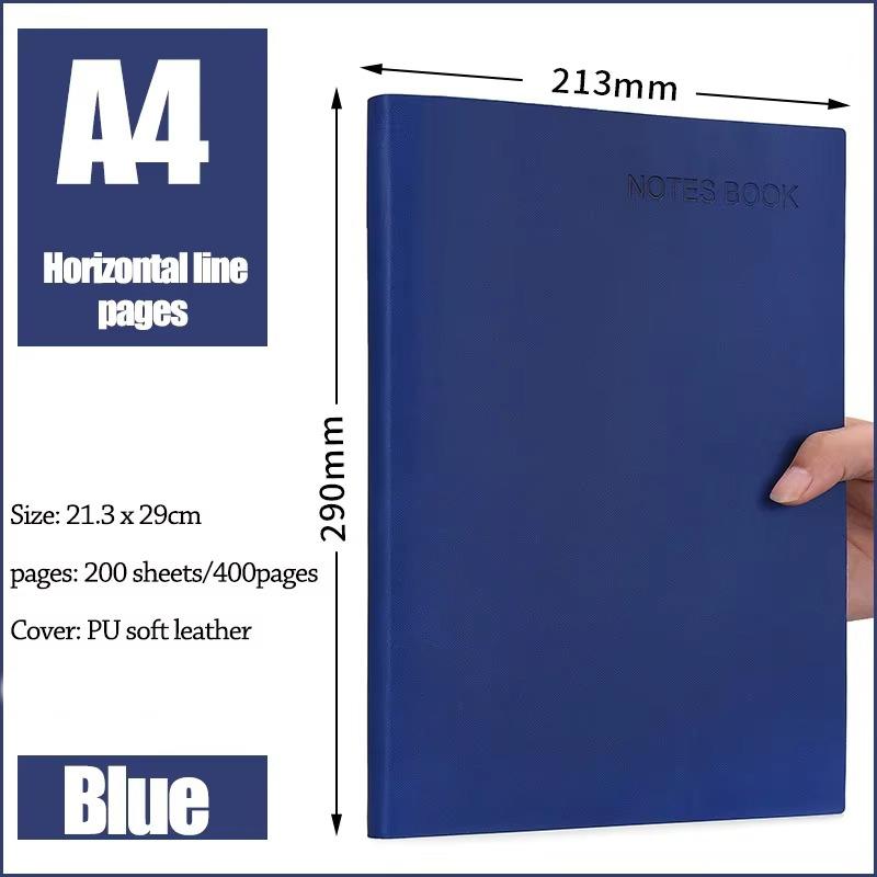 640/400/240/160 sider Ultratykk linjert studentdagbok Notatbok Kontorrekvisita A4/A5/A6 PU-skinn Arbeidsnotatblokk for forretninger