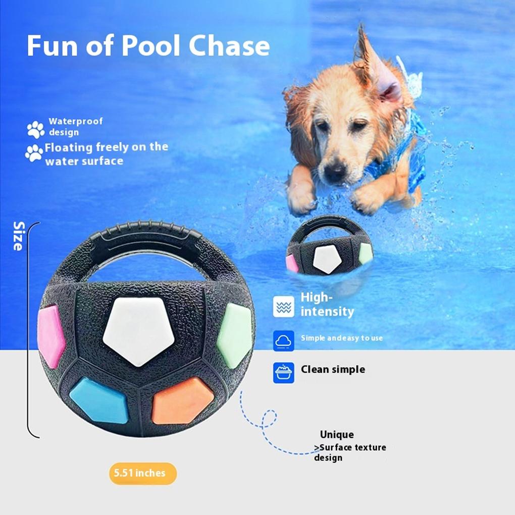 Pet Dog Toy Football Shape Durable Rubber Squeaky Interactive Toy Squeaky Floating Handle for Teething Relief Companion Toy