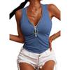 Summer New Women's Threaded Zipper Slim Vest Top T-shirt