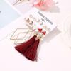 6 Pairs Women Bohemian Pearl Geometric Fringed Beach Earrings