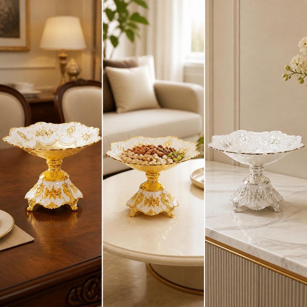 Snack Tray with Pedestal Sturdy Footed Spacious for Hosts