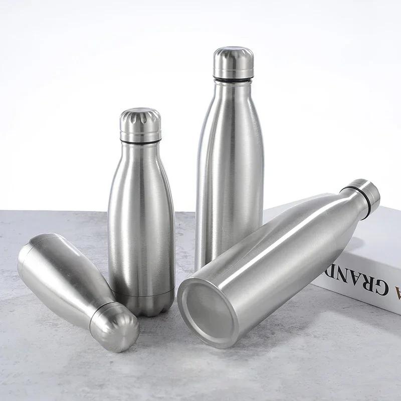 500/1000ml Stainless Steel Water Bottle Portable BPA free Drinking Gym Sports Cycling Drinkware Kids School Gifts