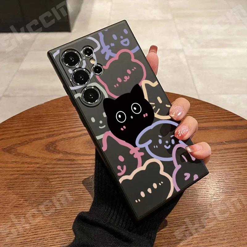 Cartoon Animal Cute Cat Phone Case For Samsung Galaxy S24 Ultra S23 FE S22 S20 Plus A15 A35 A50 A51 A54 A55 A71 A72 A73 Cover