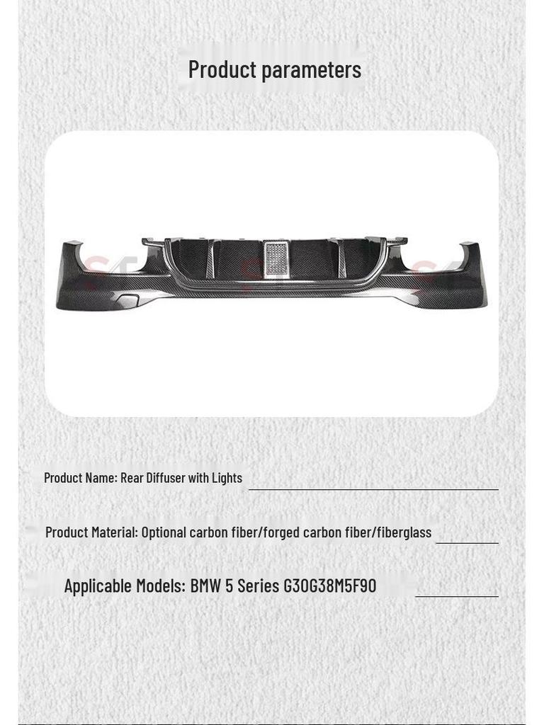 Carbon Fiber Rear Lip, Bumper, and Diffuser for BMW M5/F90, 5 Series/G30/G38.