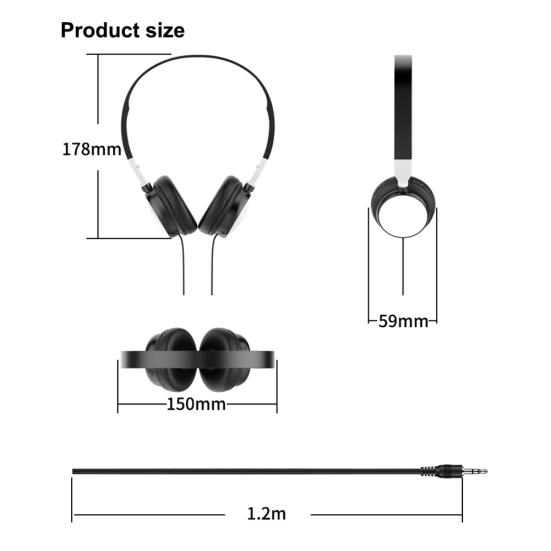 Kabelová skládací 3,5mm HiFi Audio Bass Headset Herní sluchátka pro telefon/tablet