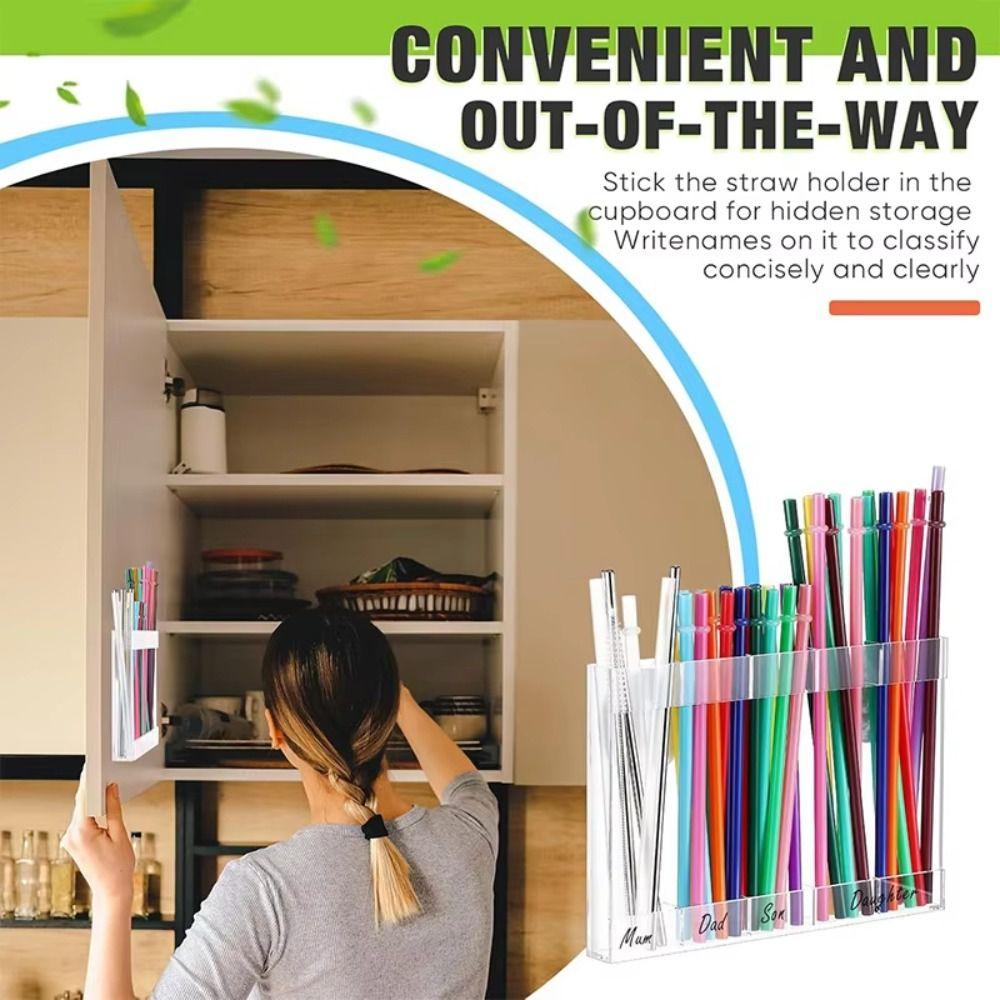 Acrylic Straw Storage Dispenser 5 Grids Kitchen Accessories Container  Spoons Chopsticks